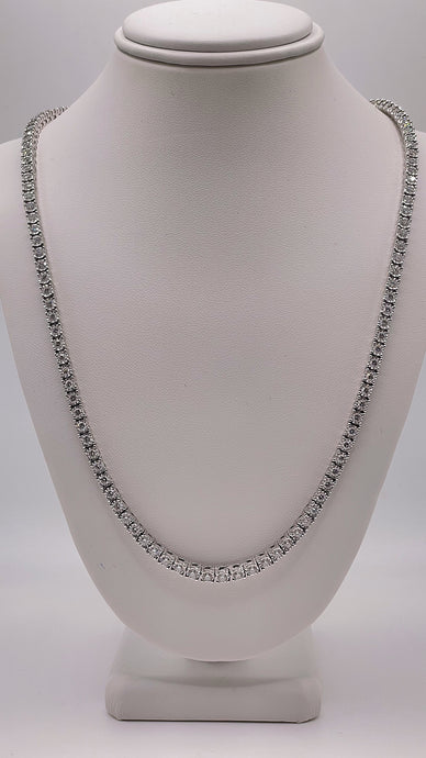 3.4mm 6.7 CT. Natural Diamond Tennis Chain In 10 KT White Gold