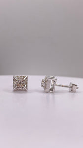 0.24 CT. Natural Diamond Square Shape Stud Earrings In 10 KT White Gold