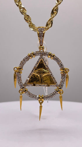 0.63 CT. Natural Diamond Egyptian Millennium Puzzle Pendant In 10 KT Yellow Gold