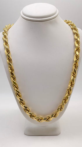 7mm Solid Rope Chain In 10 KT Yellow Gold