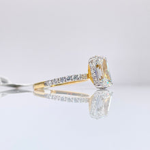 Load image into Gallery viewer, 3.51 CT. T.D.W Emerald Cut Lab Grown Diamond Engagement Ring In 14 KT Yellow Gold