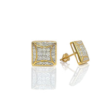 Load image into Gallery viewer, 0.70 CT. Natural Diamond Square Shape Stud Earrings In 10 KT Yellow Gold