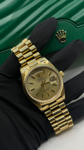 Load image into Gallery viewer, 36mm 18 KT DayDate Rolex Watch With Champagne Dial &amp; Presidential Band