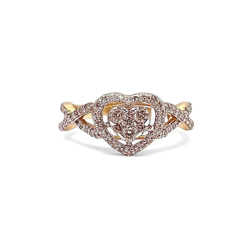 0.50 CT. Natural Diamond Heart Ring In 10 KT Yellow Gold