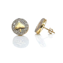 Load image into Gallery viewer, 0.54 CT. Natural Diamond Round Shape Spade Stud Earrings In 10 KT Yellow Gold