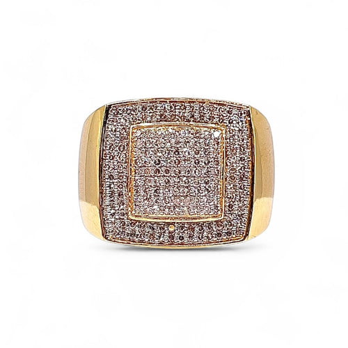 0.70 CT. Natural Diamond Men’s Square Shape Ring In 10 KT Yellow Gold