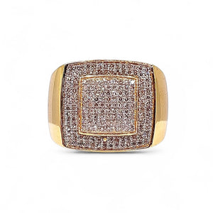 0.70 CT. Natural Diamond Men’s Square Shape Ring In 10 KT Yellow Gold
