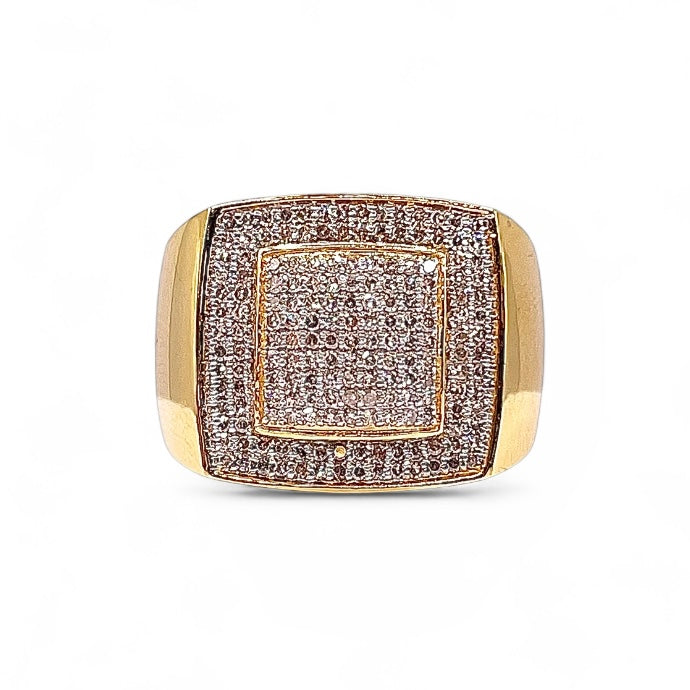 0.70 CT. Natural Diamond Men’s Square Shape Ring In 10 KT Yellow Gold