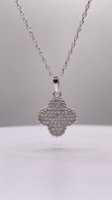 Load image into Gallery viewer, Silver Clover Pendent &amp; Chain With CZ