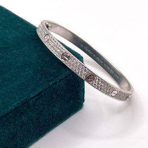 3.50 CT. Natural Diamond 18 KT White Gold Love Bangle