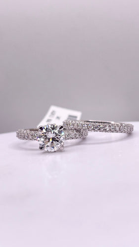 3.06 CT. Lab Grown Diamond Engagement Ring & Wedding Band Set In 14 KT White Gold