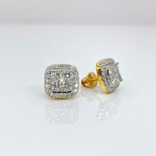 Load image into Gallery viewer, 0.89 CT. Natural Diamond Square Shape Stud Earrings In 10 KT Yellow Gold