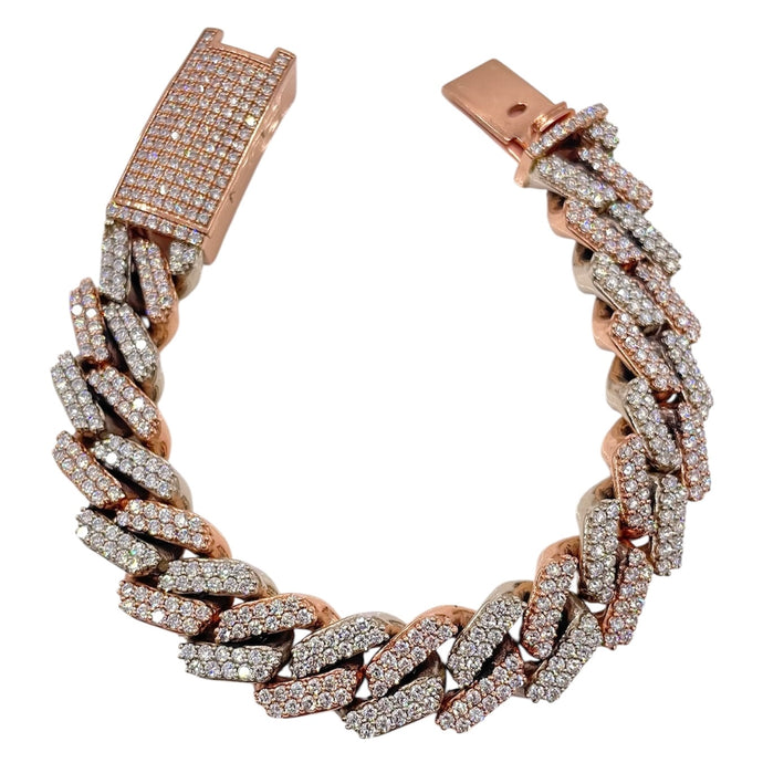 8.50 CT.Natural Diamond Two-Tone Miami Cuban Bracelet In 10 KT Rose & White Gold