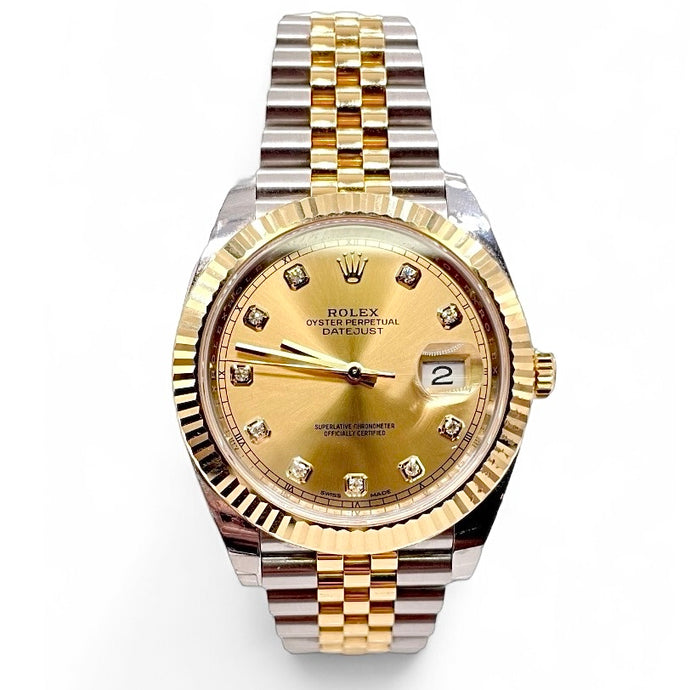 41mm Two-Tone DateJust Rolex Men’s Watch With Champagne Diamond Dial
