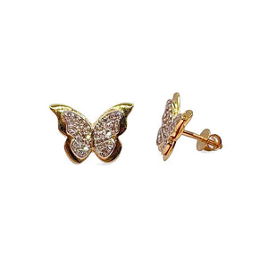0.35 CT. Natural Diamond Butterfly Stud Earrings In 10 KT Yellow Gold