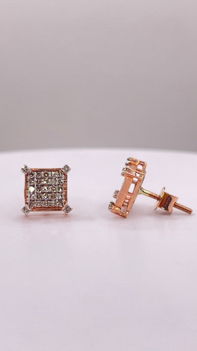 0.31 CT. Natural Diamond Square Shape Stud Earrings In 10 KT Rose Gold