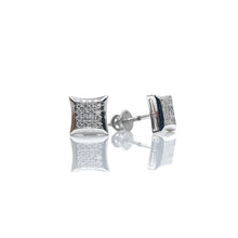 Load image into Gallery viewer, 0.11 CT. Natural Diamond Square Shape Stud Earrings In 10 KT White Gold