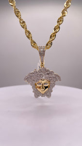 0.45 CT. Natural Diamond Medusa Face Pendent In 10 KT Yellow Gold
