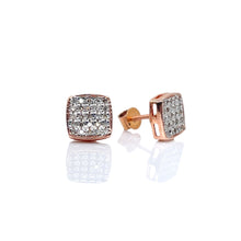 Load image into Gallery viewer, 0.19 CT. Natural Diamond Square Shape Stud Earrings In 10 KT Rose Gold