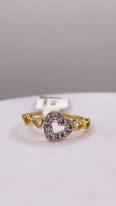 0.15 CT. Natural Diamond Heart Shape Ring In 10 KT Yellow Gold
