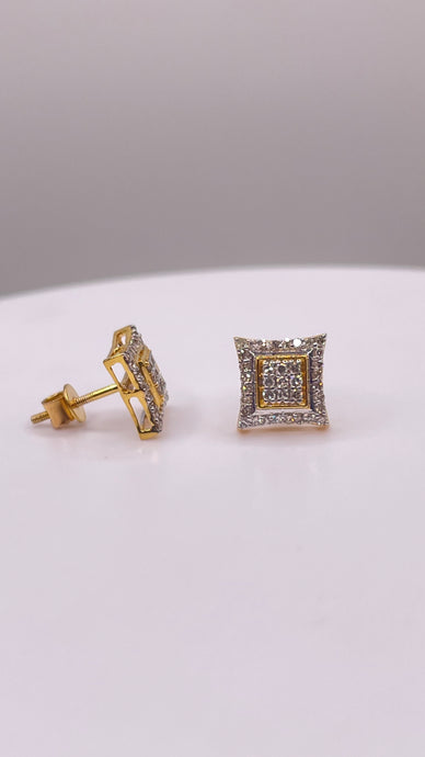 0.35 CT. Natural Diamond Stud Square Earrings In 10 KT Yellow Gold