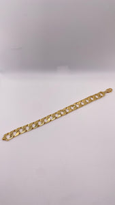 12.7mm Men’s Solid Link Bracelet In 18 KT Yellow Gold