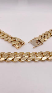 16mm Solid Miami Cuban Link Chain In 10 KT Yellow Gold