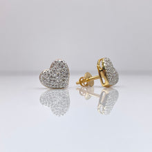 Load image into Gallery viewer, 0.24 CT. Natural Diamond Heart Shape Stud Earrings In 10 KT Yellow Gold