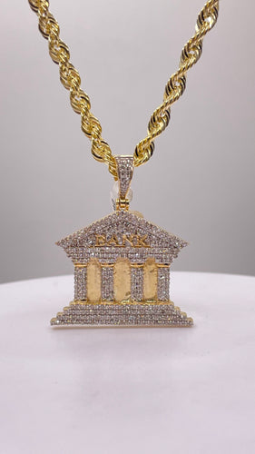 1.24 CT. Natural Diamond Bank Pendant & Rope Chain Combo