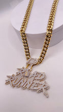Load image into Gallery viewer, 6.30 CT. Natural Diamond Road Runner Pendent &amp; Cuban Chain Combo In 10 KT Yellow Gold