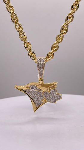 0.44 CT. Natural Diamond Blue Jays Pendant & Rope Chain Combo