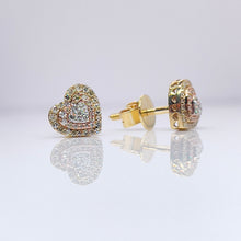 Load image into Gallery viewer, 0.30 CT. T.D.W Natural Diamond Tri-Colour Heart Shape Stud Earrings In 10 KT Gold