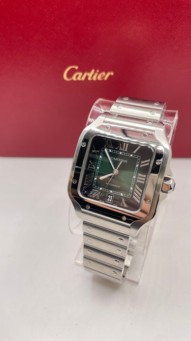 39.8mm Santos De Cartier Watch Large With Green Dial