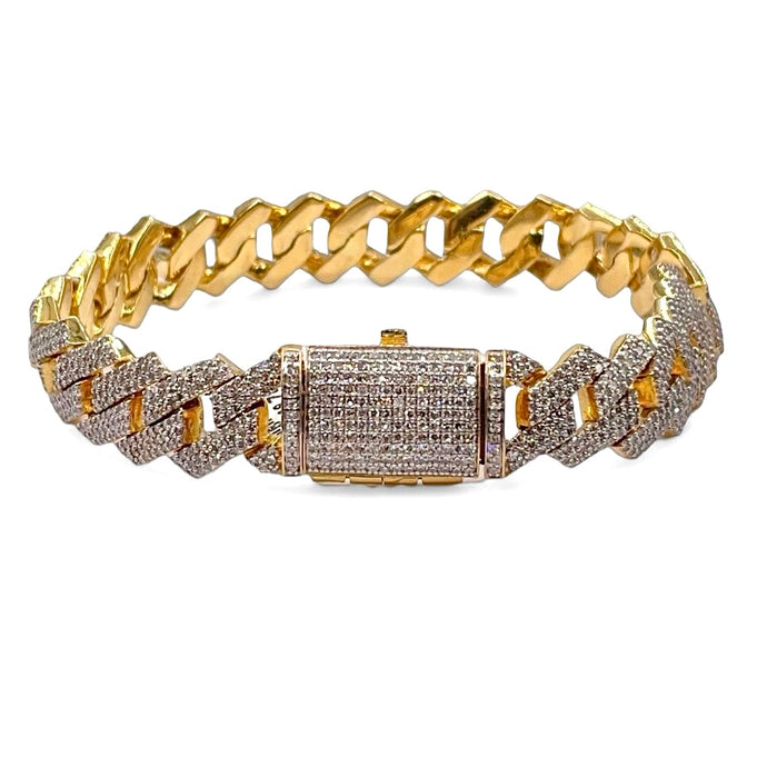 6.74 CT. Natural Diamonds Zig-Zag Cuban Bracelet In 10 KT Yellow Gold