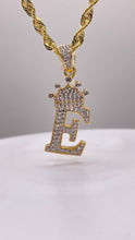 Load image into Gallery viewer, 0.45 CT. Natural Diamond Initial E Pendent With Crown In 10 KT Yellow Gold