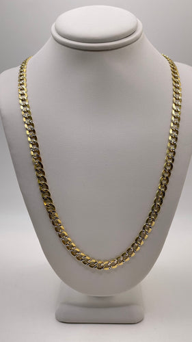 5.3mm Two-Tone Diamond Cut Curb Link Chain In 10 KT Yellow Gold
