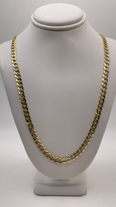 5.3mm Two-Tone Diamond Cut Curb Link Chain In 10 KT Yellow Gold