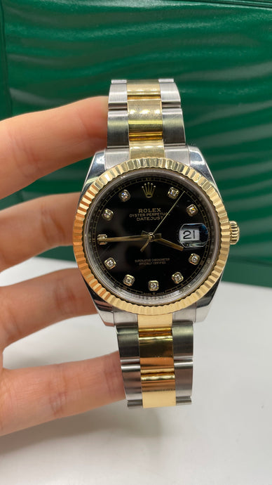 41mm Two-Tone DateJust With Diamond Black Dial