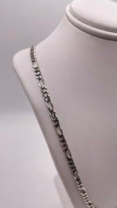 3.8mm Figaro Link Chain In 10 KT White Gold