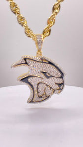 1.30 CT. Natural Diamond HellCat Pendent With Black Enamel In 10 KT Yellow Gold