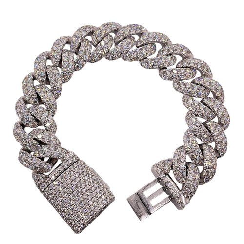28.1 CT. Lab Grown Diamond Miami Cuban Bracelet In 10 KT White Gold