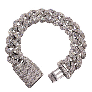 28.1 CT. Lab Grown Diamond Miami Cuban Bracelet In 10 KT White Gold