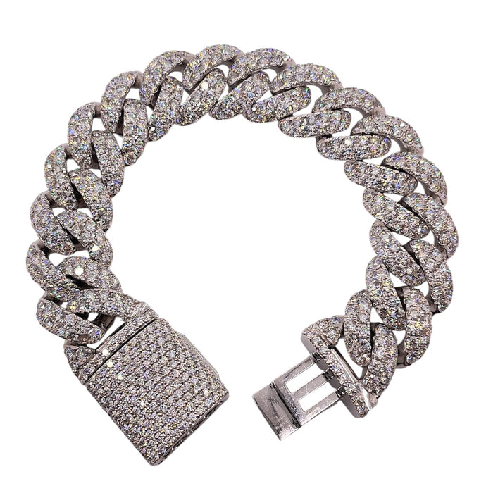 28.1 CT. Lab Grown Diamond Miami Cuban Bracelet In 10 KT White Gold