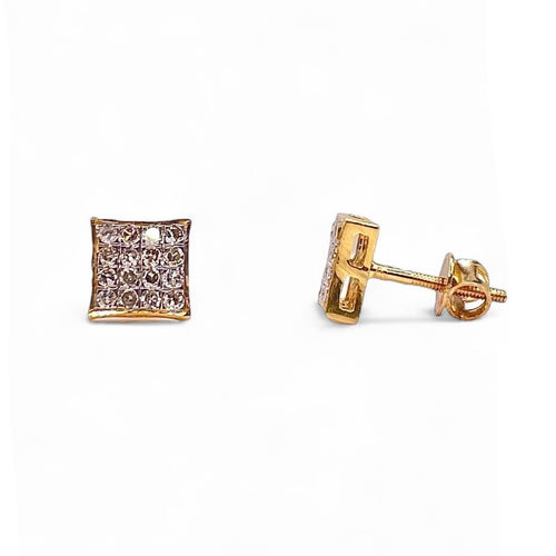 0.30 CT. Natural Diamond Square Shape Stud Earrings In 10 KT Yellow Gold