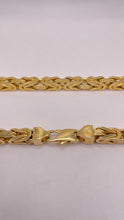 Load image into Gallery viewer, 7.5mm Solid 14 KT Yellow Gold Byzantine Link Chain
