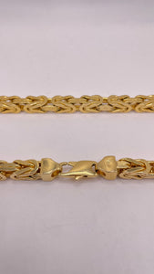 7.5mm Solid 14 KT Yellow Gold Byzantine Link Chain