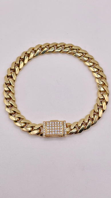 9.2mm Solid Miami Cuban Link Bracelet In 10 KT Yellow Gold