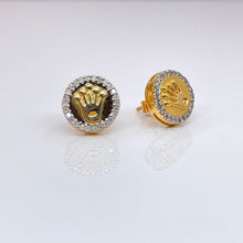Load image into Gallery viewer, 0.34 CT. Natural Diamond Crown Design Stud Earrings In 10 KT Yellow Gold