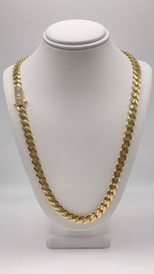 7mm Monaco Link Chain With CZ Custom Lock In 10 KT Yellow Gold