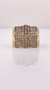 1.51 CT. Natural Multi-Diamond Square-Shaped Men’s Ring 10KT Yellow Gold